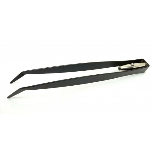LED Lighted Tweezer with Bent Tips & Serrated Jaws 6.5" (168mm) Black Anodised