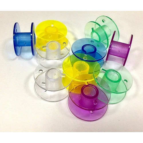 10X Plastic Bobbins "Quick Wind" Mixed Colours Janome #102261103QW