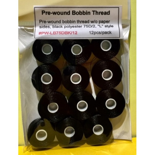 Pre-wound Bobbin Thread 75D/2 Black