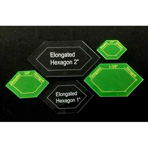 Acrylic Template "Elongated Hexagon" for English Paper Piecing Fabric Cutting